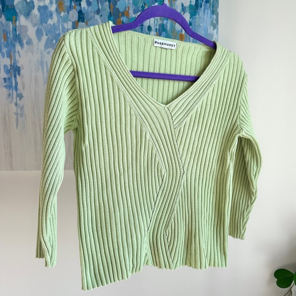 Parkhurst Pistachio Green Ribbed Knit (M) - Picture 1 of 3